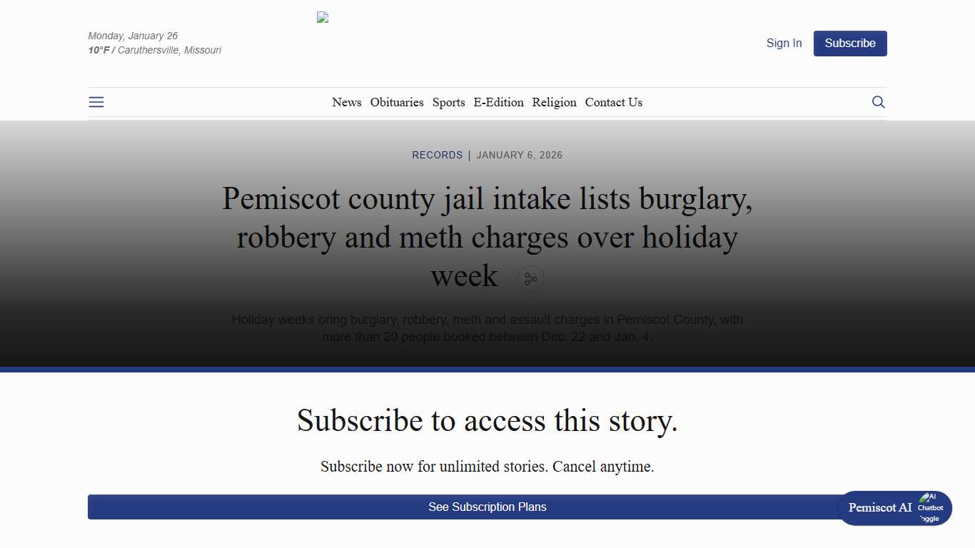 Pemiscot county jail intake lists burglary, robbery and meth charges o...