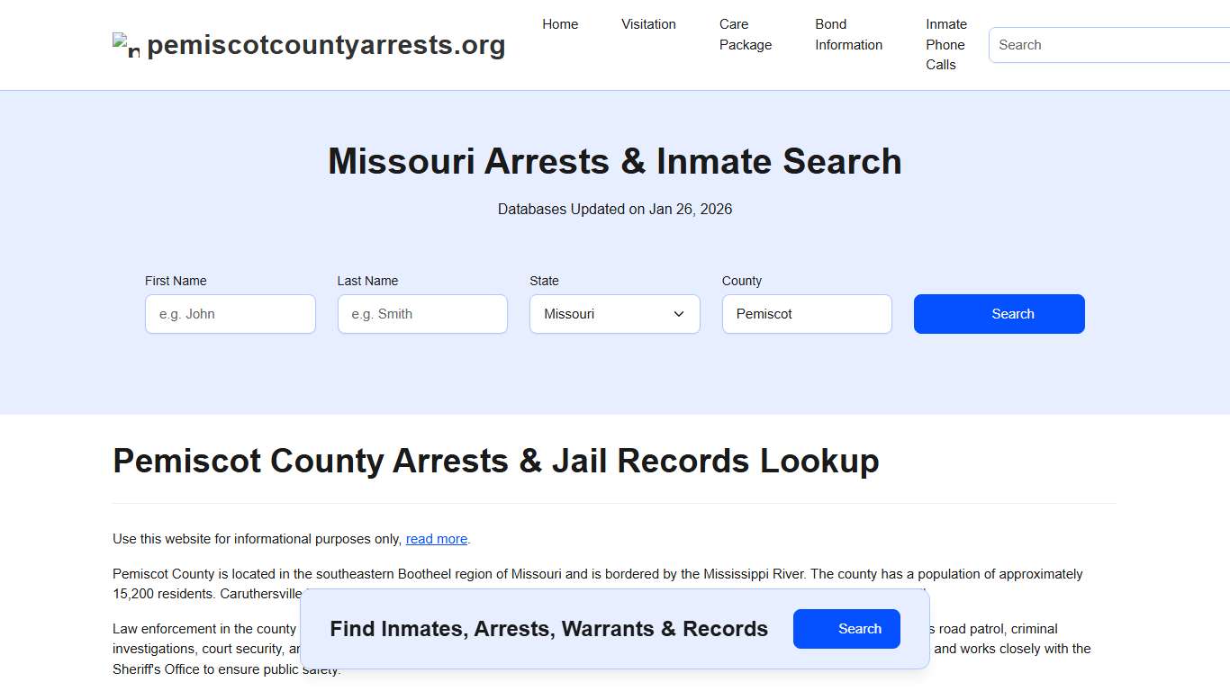 Pemiscot County, MO Arrests, Warrants, Police Records Search